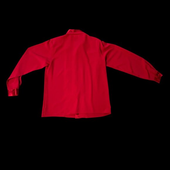 Vintage Red Button Up Blouse Size 8 Yves St Clair Womens Long Sleeve Korea 80s - Picture 3 of 8